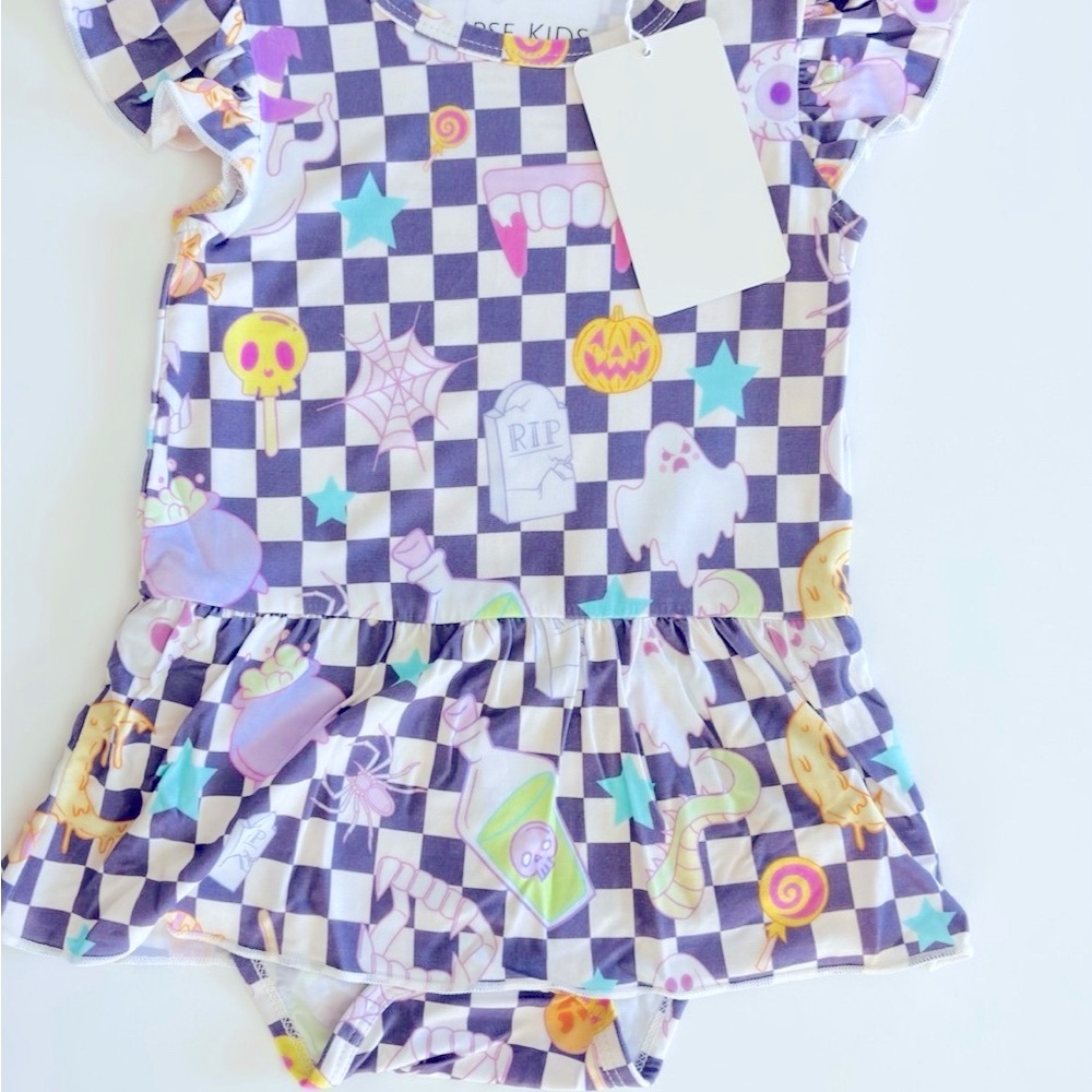 NWT Bamboo Halloween Themed Bodysuit Twirl - Purple and White